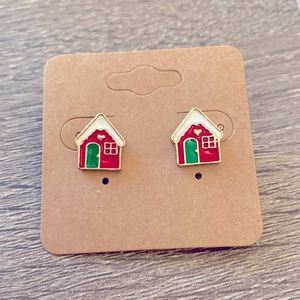 Holiday gingerbread house earrings